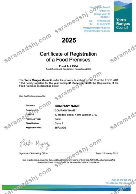 Australia certificate of registration Word and PDF template, version 2